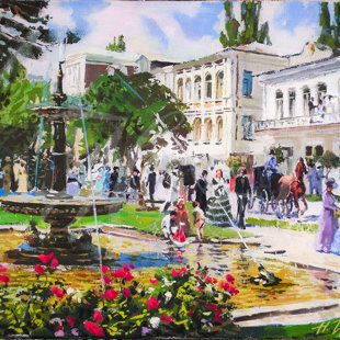 "Кисловодск ХIХ века". Холст, масло. Размер 30х40.
