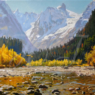 "Осень в Домбае". Холст, масло. Размер 30х40.